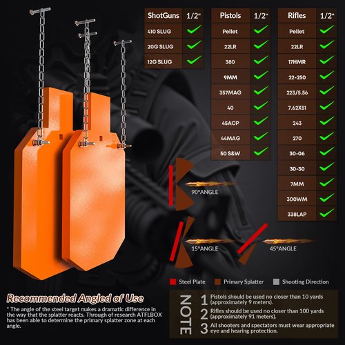 Ar 500 Steel Target 1/2 Inch Thick - Heavy Duty 12" x 20" Steel Silhouette Target, Laser-Cut Steel Plate Targets for Shooting, Metal Targets for Shooting Range, Neon Orange Color