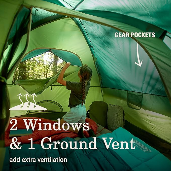 Coleman Sundome 4-Person Tent with Rainfly, Weatherproof Tent Sets Up in 10 Mins