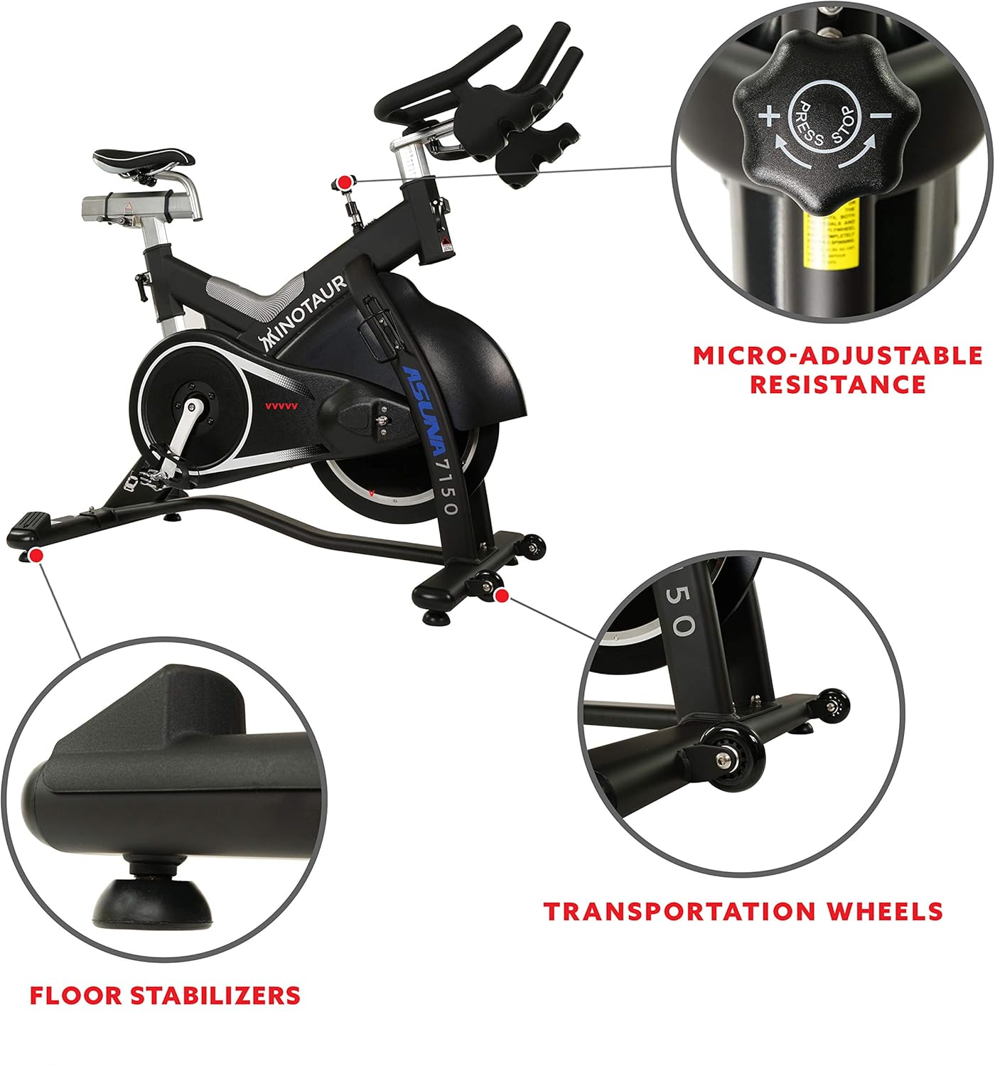 Sunny Health & Fitness Stationary Exercise Bike Machine w/ Adjustable Cushion Seat & Multi-Grip Handlebar, Indoor Cycling Equipment for Home Cardio Training, Optional Magnetic or Friction Resistance