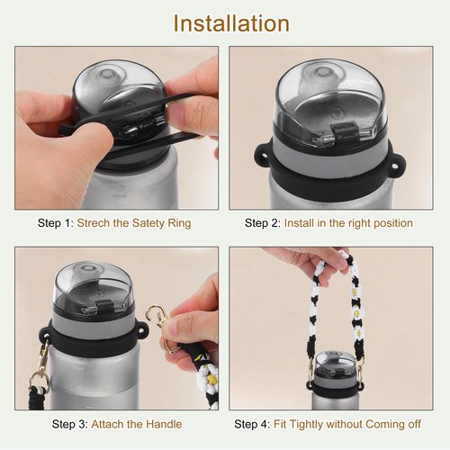 uxcell Water Bottle Carrier Holder with Strap, 190mm/7.5 Silicone Tumbler Holder Coffee Cup Holder Water Bottle Sleeve Bag for Camping Walking Hiking, Orange