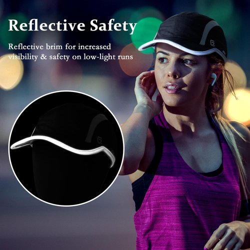 GADIEMKENSD 2 Pack Foldable Sports Sun Cap Men Women UV Protection Golf Hat Breathable Cooling Runner Hat Reflective Baseball Caps White Light Grey