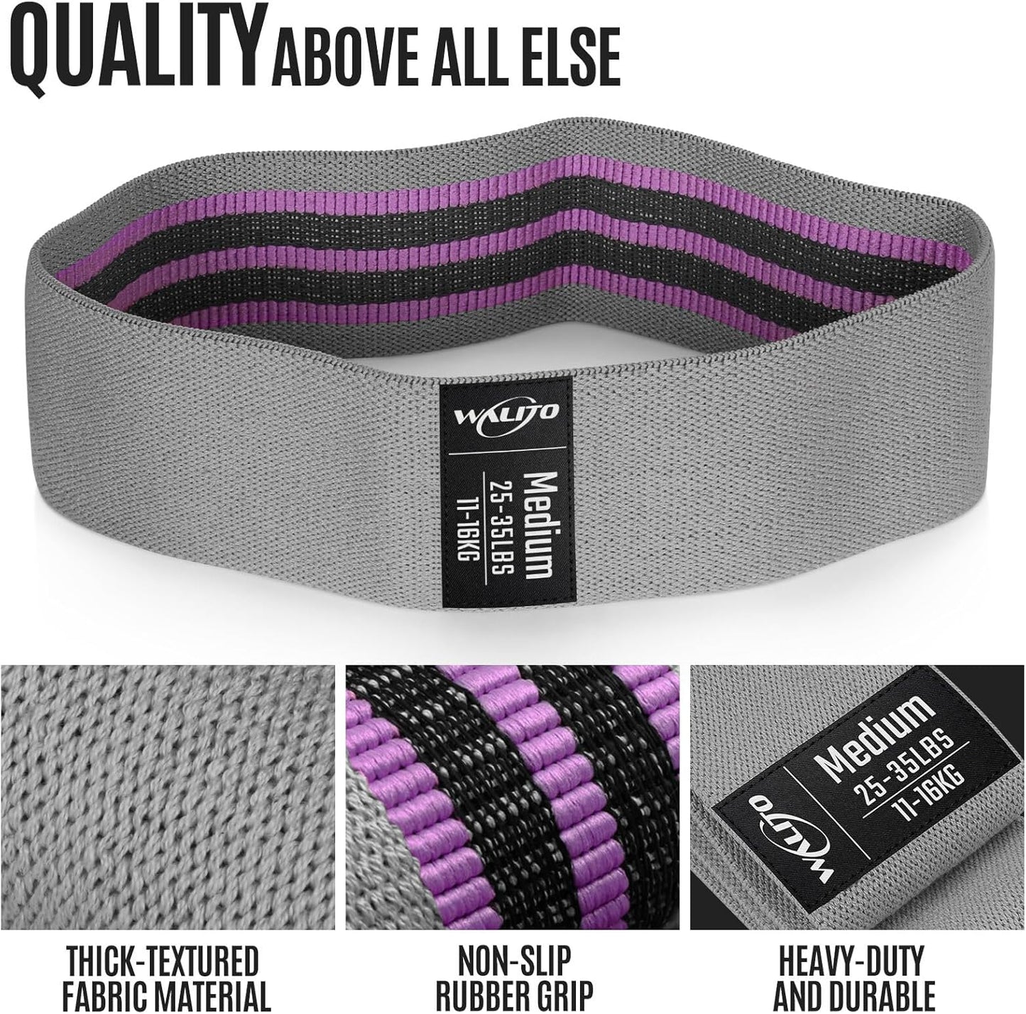 WALITO Resistance Bands for Working Out, Fabric Exercise Bands for Legs and Butt, Workout Bands for Women and Men, Booty Band for Yoga Starter Set, Pilates, Rehab, Fitness and Home Workout