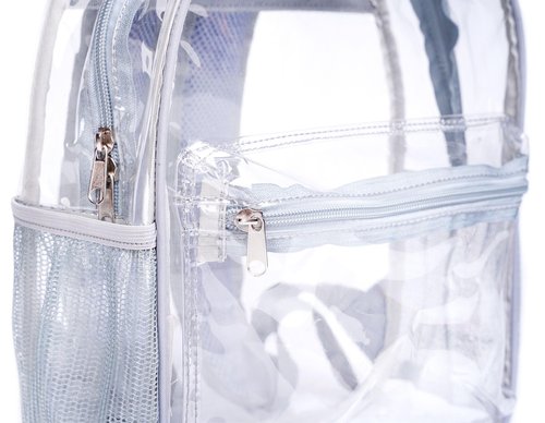 ZENPUNK Clear Backpack for Stadium Approved 12×12×6, See Through Bag, PVC Transparent Backpack for Festival Sport Event Concerts (GREY)