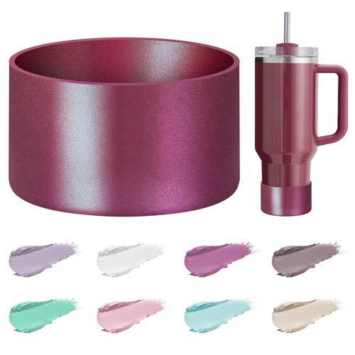 Mokoart Dreamy Gradient Silicone Boot Compatible with Stanley 40oz 30oz 20oz Tumbler and 12-24oz Water Bottles, Metallic Shimmer Silicone Boot Sleeve for Stanley Cup Accessories (Cherry Mocha)