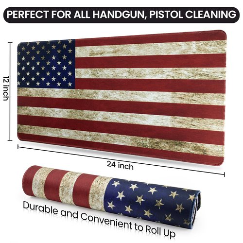 24"x12" Thick Gun Cleaning Mat with 200PCS 6" Swabs, Gun Mat - for Firearm Cleaning and Maintenance - Waterproof, Oil-Resistant, Non-Slip and Durable