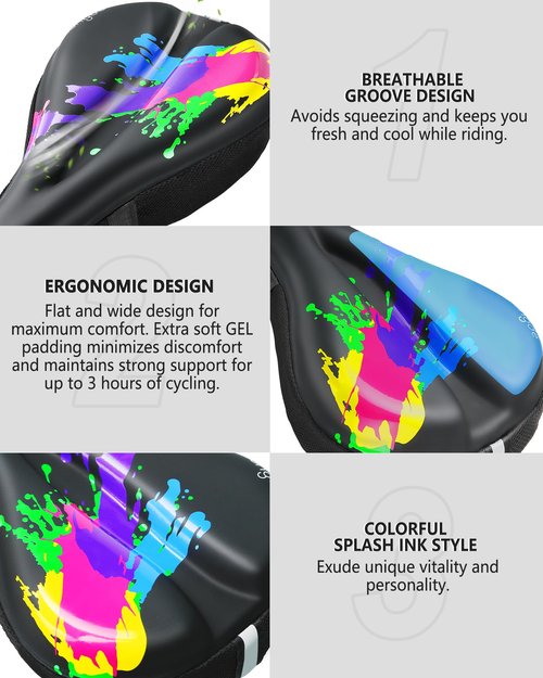 Bike Seat Cushion - Gel Padded Bike Seat Cover Fits Peloton, Road, and Stationary Bikes, Waterproof Cushion, 2024 Good Design Award Winner