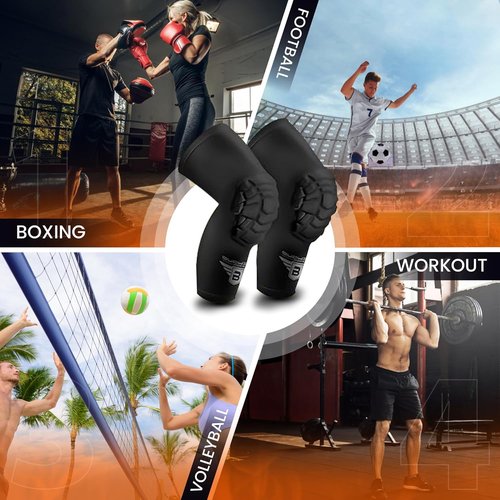 Bucwild Sports Knee Pads/Padded Compression Pro Knee Sleeves (1 Pair) Youth & Adult Sizes - Basketball Wrestling Volleyball (Black Small)
