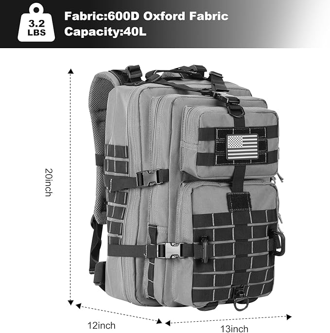 MOLLE Assault Pack, Tactical Backpack Military Army Camping Rucksack, 3-Day Pack