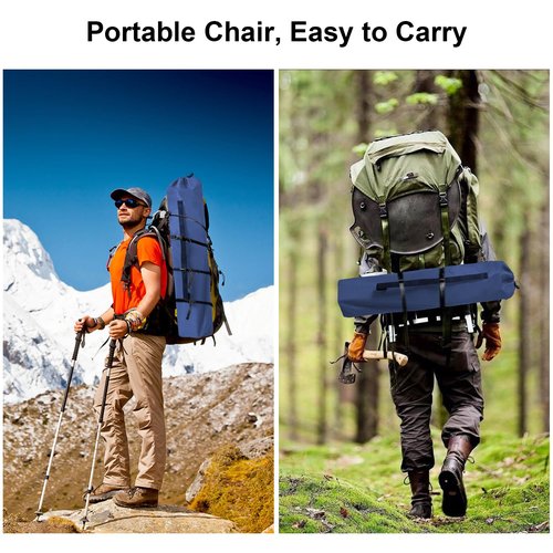 SAILARY Folding Camping Collapsible Chairs Heavy Duty Lawn Chair with Cooler Bag, Storage Pocket, Waterproof Bag Outdoor Arm Chair, Supports 225LBS, Cyan