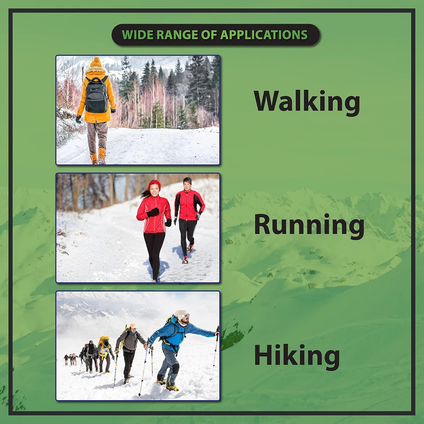 Trail Spikes Crampons Ice Grips for Hiking - Winter Shoes/Boots with 14 Stainless Steel Spikes, Anti-Slip Traction Cleats for Snow Ice Walking Climbing Mountaineering