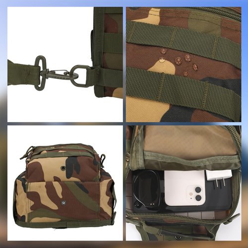 flipfit 900D Outdoor Tactical Shoulder Bag, Men Women Waterproof Lightweight Chest Sling Bag for Hiking Riding & Camping（Jungle Camo）