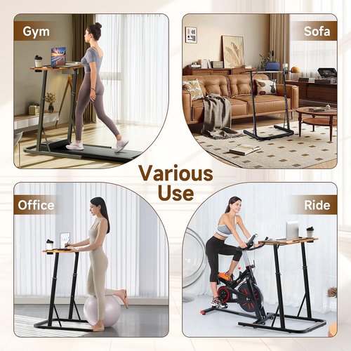 VTORY Adjustable Standing Desk for Walking Pad Treadmill, Desk for Cycling/Bike, Workstation Standing Table for Treadmills Walking Pads, Trainer Stand Table for Indoor,Attachment,Bar for Walking Pad