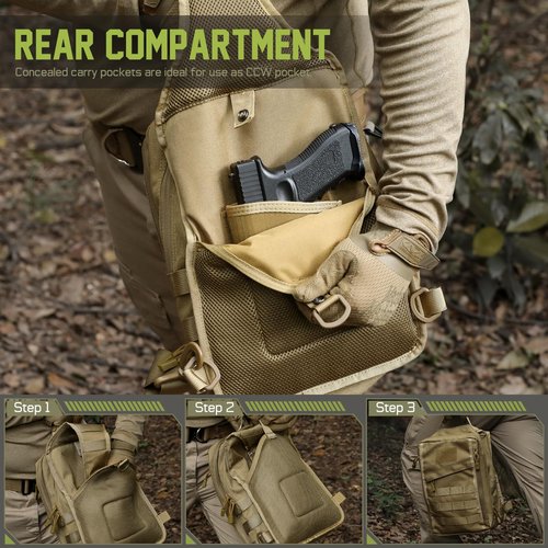 LIVANS Tactical Sling Bag for Men Women, Concealed Carry Crossbody Bags with Holster, CCW Bag for Everyday Carry, Molle EDC Shoulder Bags for Hiking Camping Outdoor