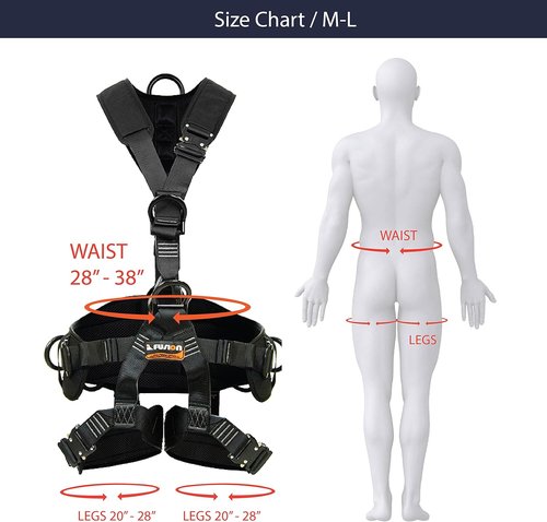 Fusion Climb Tac-Rescue, Construction Harness - Full Body Harness, 6 D-Ring Points, and Quick-Release Steel Buckle Safety Harness OSHA & ANSI Compliant