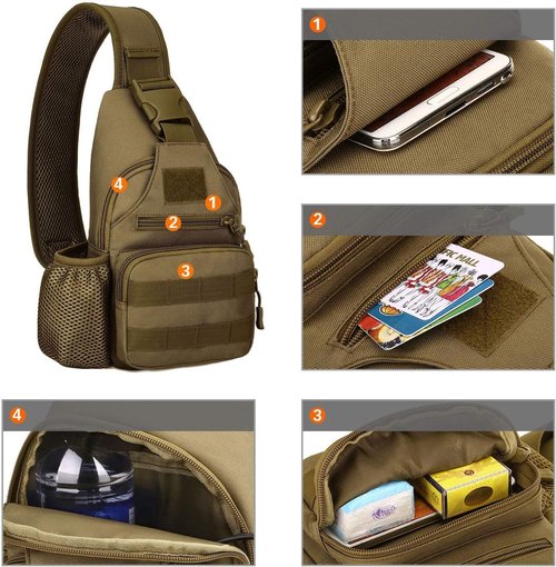 HUNTVP Small Tactical Sling Chest Pack Bag Molle Daypack Backpack Military Crossbody，Type1- ACU Camouflage