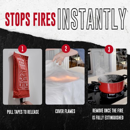 Ready Hour Fire Blanket, Large Fire Blanket (47.2 x 70.8 Inches), Fire Blanket for Kitchen, Fire Blanket for Home, Emergency Fire Blanket, Emergency Kit Essentials, Emergency Kit Items, Fire Safety