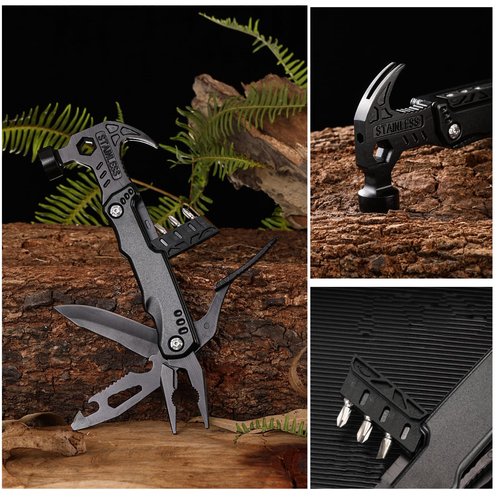 GCFTIFF All in One Survival Tools Hammer Multitool, Camping Hunting Hiking Presents,Cool Gadgets for Boyfriend Husband Grandpa Women Birthday Valentines