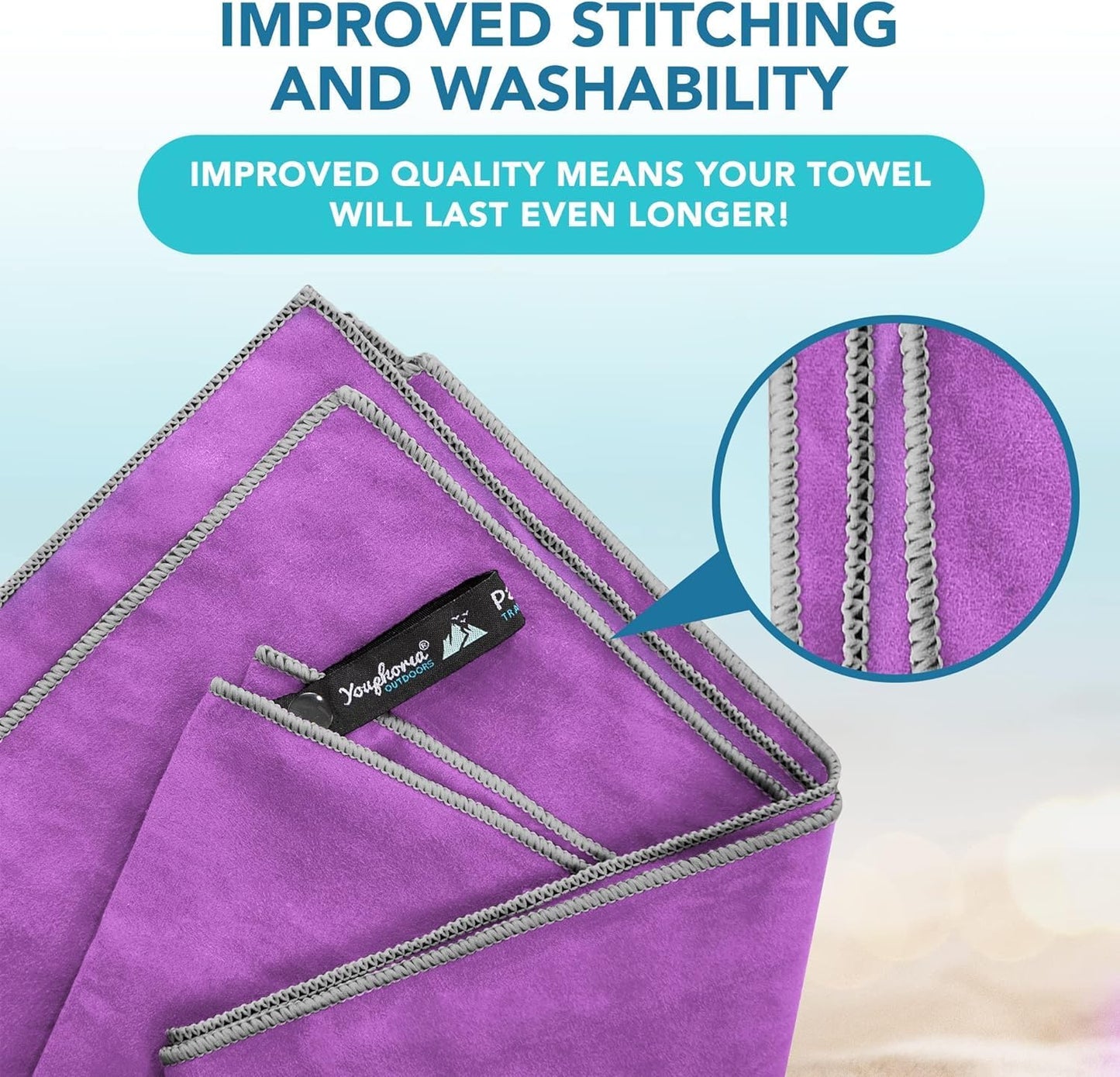 Youphoria Microfiber Travel Towel Fast Drying Lightweight - Quick Dry Towel for Camping, Beach, Backpacking, Hiking & Sport