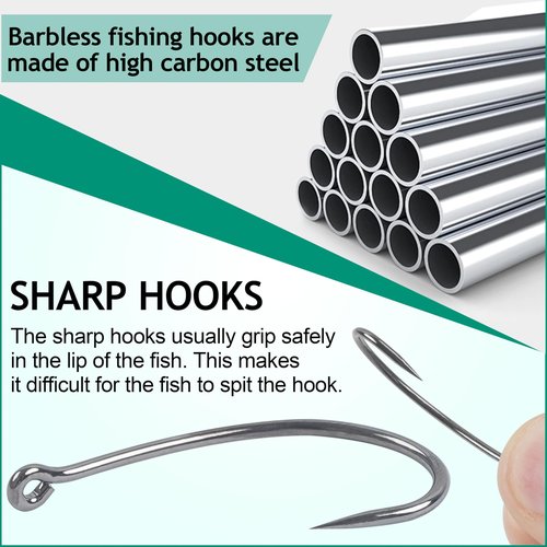 Barbless Fishing Hooks Curve Shank Barbless Carp Fishing Hooks Carp Leader Rigs Crank Circle Hooks Fly Tying Hooks Carp Hair Bait Rigs Fishing Accessoires for Freshwater Saltwater (6#_80pcs)