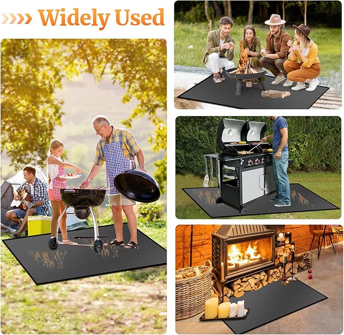42 X 30 inches Hearth Rugs for Fireplaces Fire Resistant / Gas Grill Splatter Mat Fireproof Waterproof Oil-Proof, Fireproof Mat Heat Resistant BBQ Floor Mat Protect Mat Floor Protective Rug Reusable