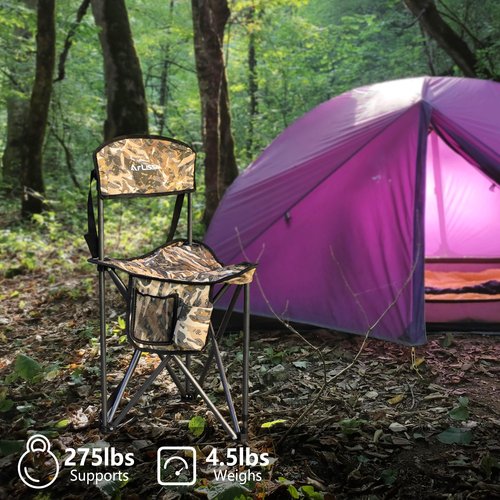 FLISSA Hunting Chair, Folding Tripod Stool, Portable Fishing Chair with Backrest, Outdoor Folding Camping Chair
