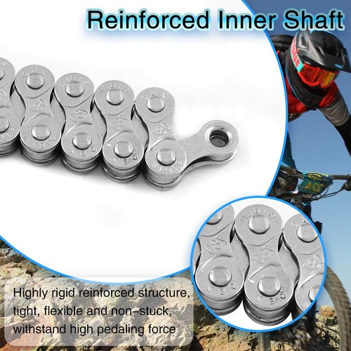 Waziaqoc 6/7/8 Speed Bike Chain 1/2 x 3/32 Inch 116 Links, Mountain Bike Chain, Metal Bicycle Chain, Silver