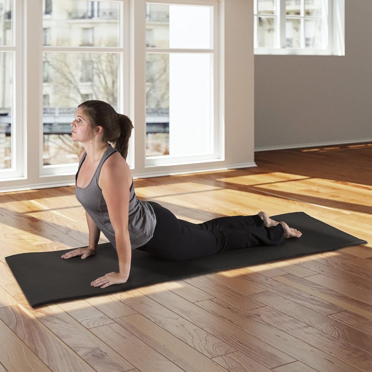 Yoga Mat - Double Sided 1/4-Inch Workout Mat - 71x24-Inch Exercise Pad for Home Gym Fitness or Pilates with Carrying Strap by Wakeman