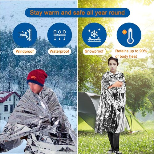 WLEAD 30 Pack Emergency Mylar Blankets,Emergency Survival Blanket Survival Gear & Camping Supplies,Insulating Reflective Foil Survival Blankets for Camping, Hiking, and Outdoor Rescue Kits