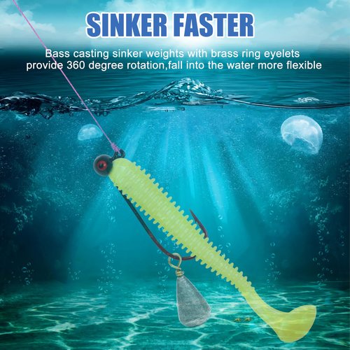 Bass Casting Sinkers Fishing Weights - 20/30pcs Bell Sinkers Drop Shot Weights with Brass Swivels for Saltwater & Freshwater 1oz 20pcs
