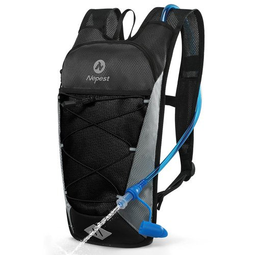 Nepest Hydration Backpack with 2L Water Bladder for Cycling, Water Backpack for Hiking Running, Lightweight Hydration Pack , Black