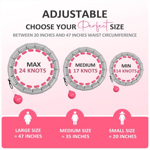 Experience Fitness Excellence with our Infinity Hoop plus Size – Weighted Hula Hoop for Weight Loss – hula hoop exercise ring with ABS and quality wheels – For all the sizes and levels (Gray and Pink)