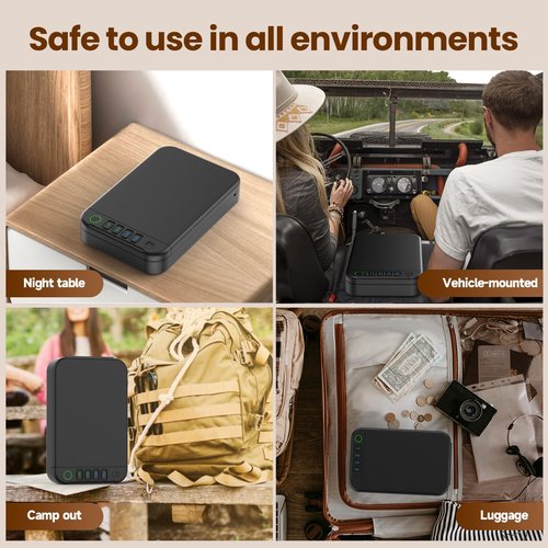Gun Safe, Upgrade APP Control Portable Small Pistol Safe Travel Case, Biometric Gun Safes for Handgun, Fingerprint Quick Access Gun Box with Keys, Keypad and USB-C Port for Home Bedside Nightstand Car