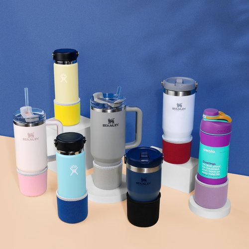 Playexen Neoprene Water Bottle Boot, 2.7" - 3.1" Washable Tumbler Sleeve Cover, Universal Bottle Bottom Protector Compatible with 0'wala 19-24 oz, S'tanl-ey 20-40 oz