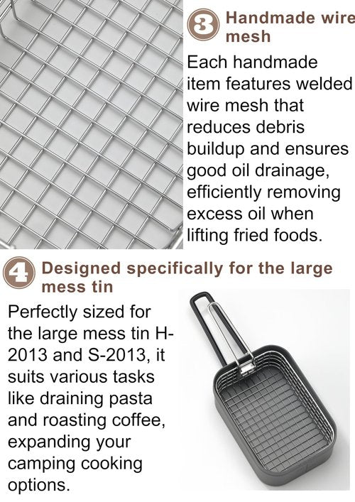 CAMPINGMOON Fryer Basket for Mess Tin Stainless Steel S-1218