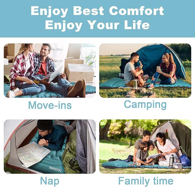 Sleeping Pad for Camping with Built-in Foot Pump(Upgrade),Ultralight Inflatable Camping Sleeping Pads, Durable Waterproof Camping Pad, Portable Compact Sleeping Pad (Nylon)