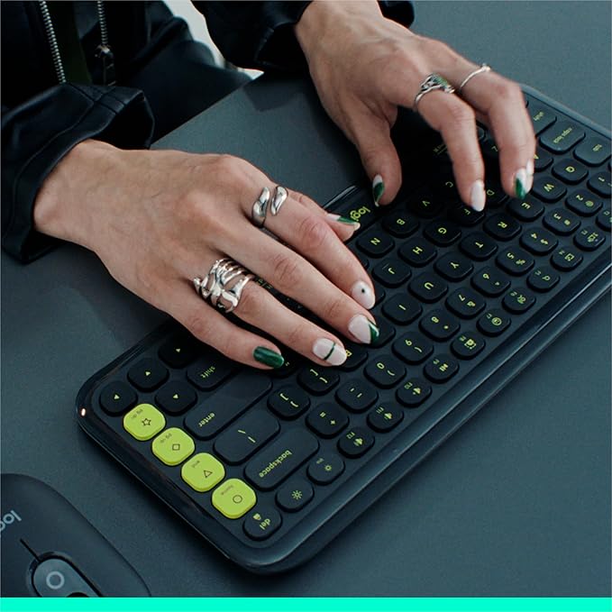 Logitech POP ICON Keys Wireless Bluetooth Keyboard, Comfortable Typing, Programmable Keys, Easy-Switch Between up to 3 Devices, for Laptop, Tablet, PC – Off White and Orange