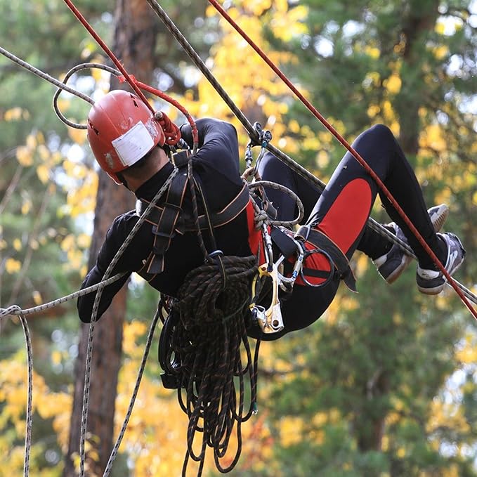 Arborist Tree Rope, 1/2inch by 150FT, 32 Strand Bull Rope up to 18KN Tensile Strength, Orange, Blue, Black