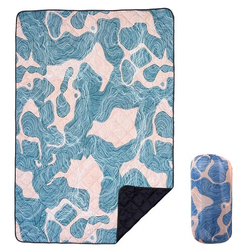 sheelokhwui Waterproof Outdoor Blanket, 79" x 55" Large Packable Picnic Blankets, Foldable Picnic Mat for Park, Lawn, Grass, Beach, Concert (Abstract Line)