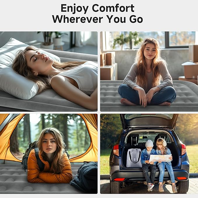 Air Mattress Full with Built-in Pump 18", Comfortable Self-Inflating Air Mattress with High-Speed Pump, Durable Blow Up Mattress Full with Storage Bag for Guests, Camping, Travel