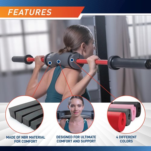 MARCY Barbell Pad Squat Pad, Great for Weightlifting, Lunges and Hip Thrusts, Comfortable Foam Sponge Pad Provides Cushion to Neck & Shoulders While Strength Training MT-7SAK