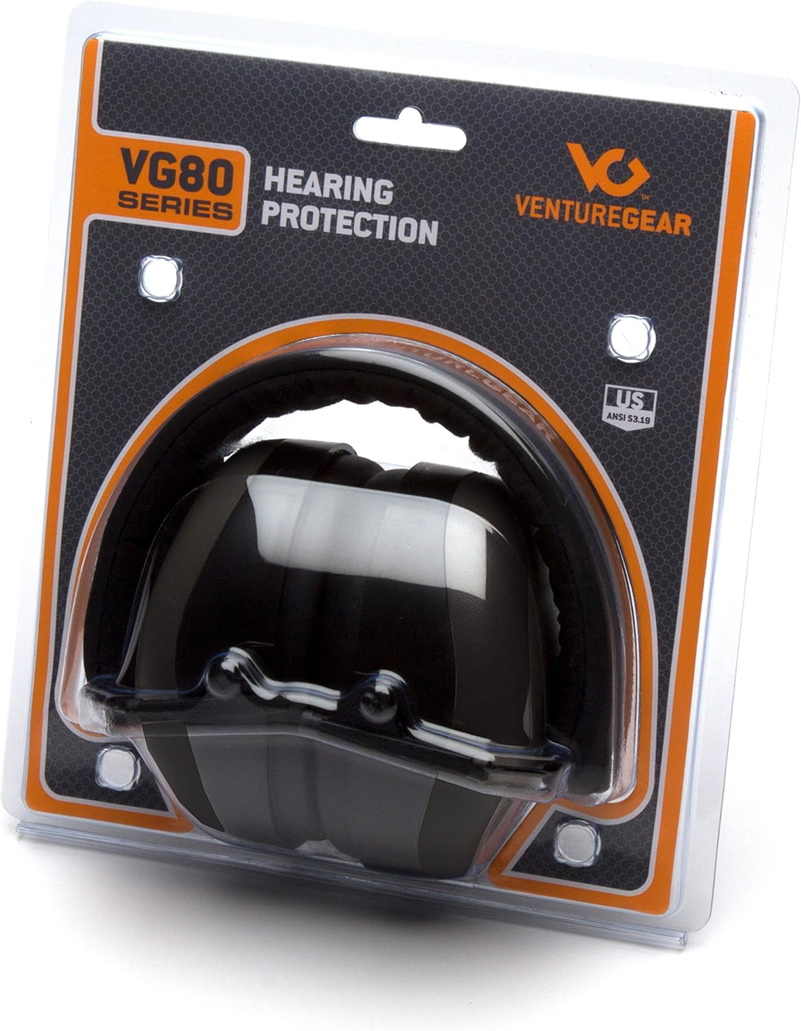 Venture Gear VG80 Series Adult Hearing Protection Earmuff, Hi Vis Orange, VG Clamshell (Model: VGPM8041C)