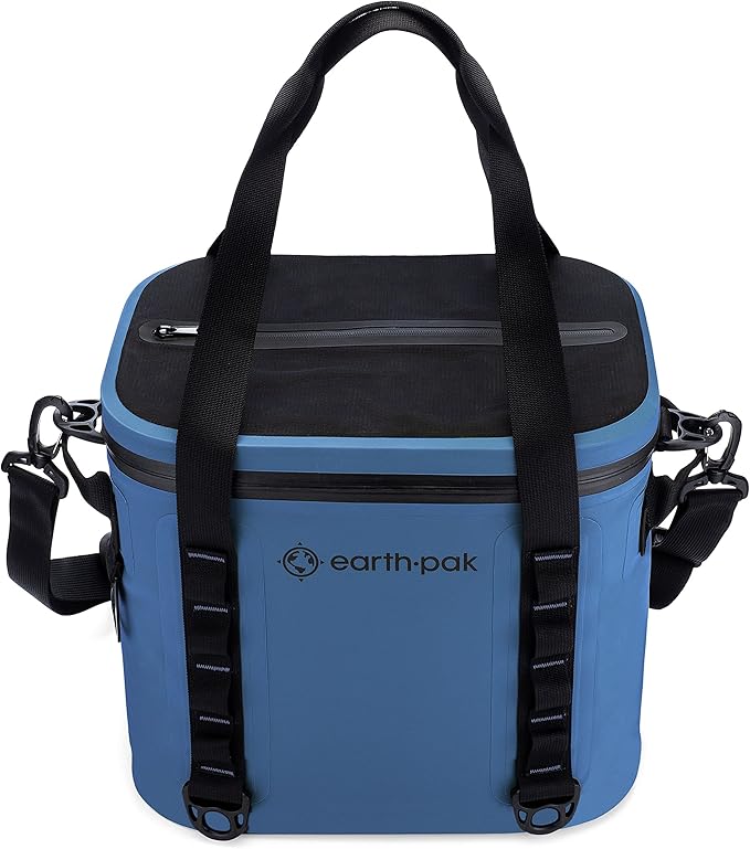Earth Pak Heavy Duty Waterproof 20-Can Soft Cooler Bag for Camping, Kayaking, Beach Trips - Mesh Bag Insert Included