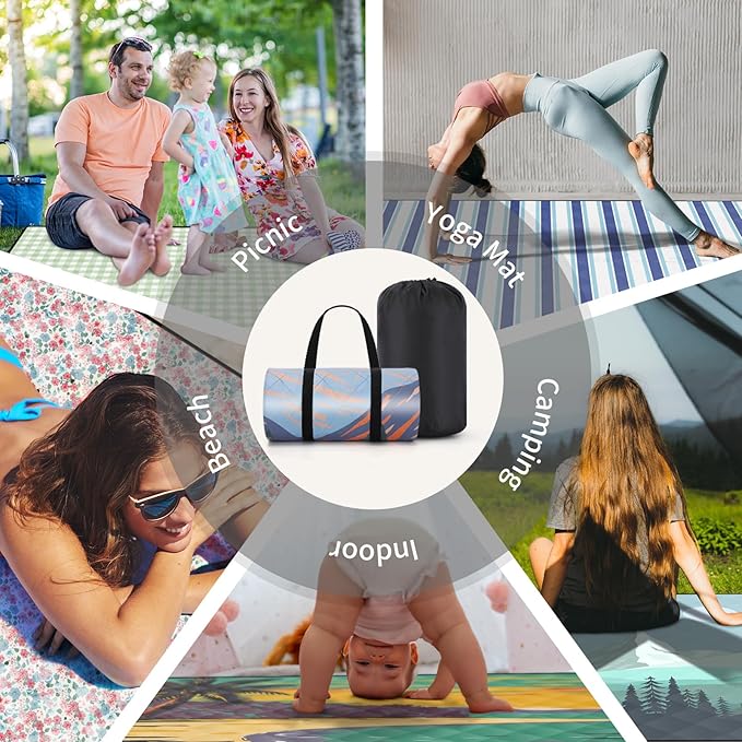 60x80'' Oversized Picnic Blanket Patio Water Proof Sand Free Lightweight Portable Beach Yoga Concert Mats Festival Family Camper Outside Must Haves Motorhome Car Trip Necessities Gift Ideas