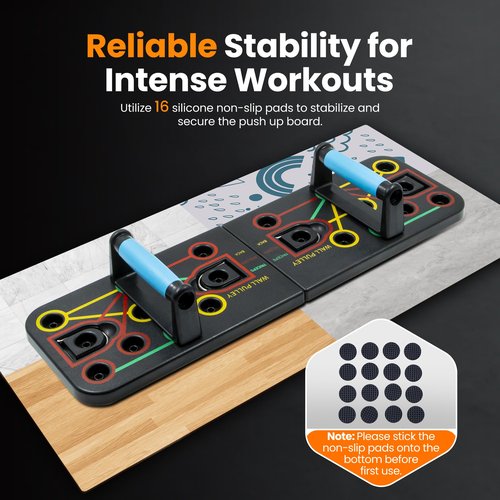 Push-up board, home gym, portable fitness equipment, Pilates bar, and 20 fitness accessories, including resistance bands and an ab wheel, for full-body workouts at home
