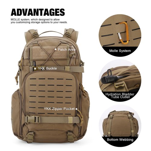 Mardingtop 35L Molle Tactical Military Backpack for Men，Cordura Backpack for Hiking,Camping,Survival