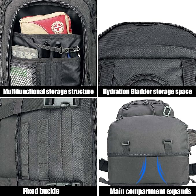 Tactical Backpack Military Army Daypack - Assault Pack for Men Molle Backpacks Bug Out Bag 3 Day Pack for Hiking Camping Travel Hunting Rucksack Trekking Grey