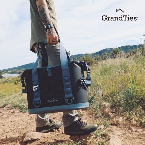 GrandTies 40 Can Portable Soft Cooler Bag - High-Performance Large Cooler - Leak Proof Waterproof Insulated Cooler Bag - Portable Ice Chest for Outdoor, Fishing, Beach, Travel, Camping (Black)