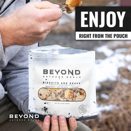 Beyond Outdoor Meals Biscuits & Gravy | Freeze Dried Camping & Backpacking Food | High Protein Meals | Just Add Water
