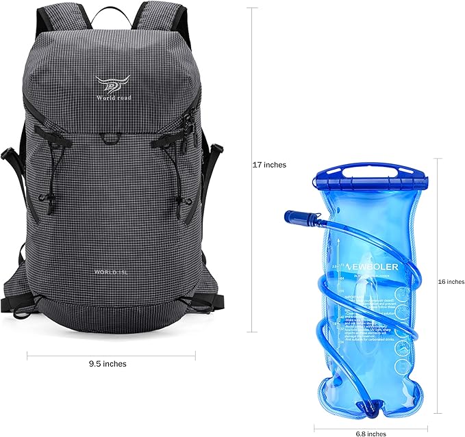 15L Hydration Backpack with 2L Water Bladder - Lightweight Running Vest for Men, Hiking Backpack Trail Running Pack for Cycling, Hiking, Outdoor Sports (3 Colors)