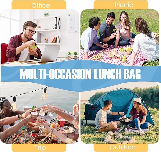 Lunch Bag for Men/Women, Reusable Lunchbox for Adult, Small Insulated Lunch box, Lunch Tote Bag for Office, Work, Picnic - Blue